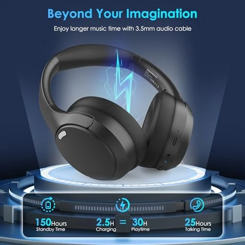Wireless Over Ear Headphones with HiFi Stereo Microphone — Wireless Earbuds, Pointcinco