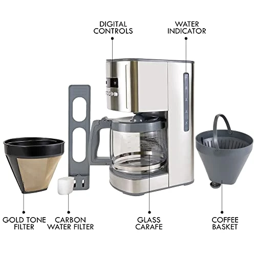 Drip Coffee Maker - Programmable Cafe Machine With Glass Pot, Regular & Bold Brew, Auto Shut Off Large Water Reservoir,... — Coffee Maker, Kenmore
