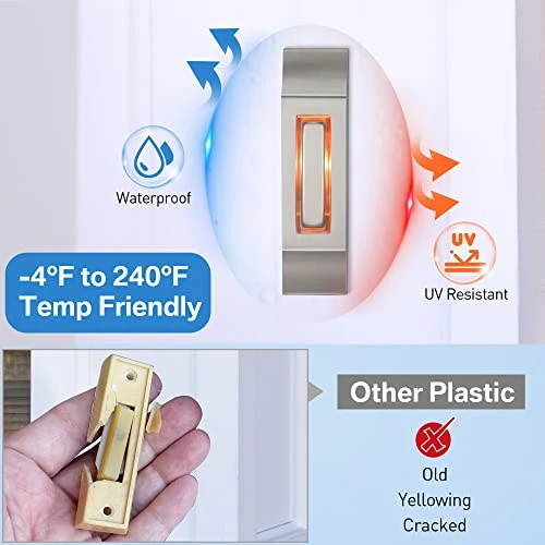 Heavy Duty Metal Door Bell Button with Warm LED Light, Enhon