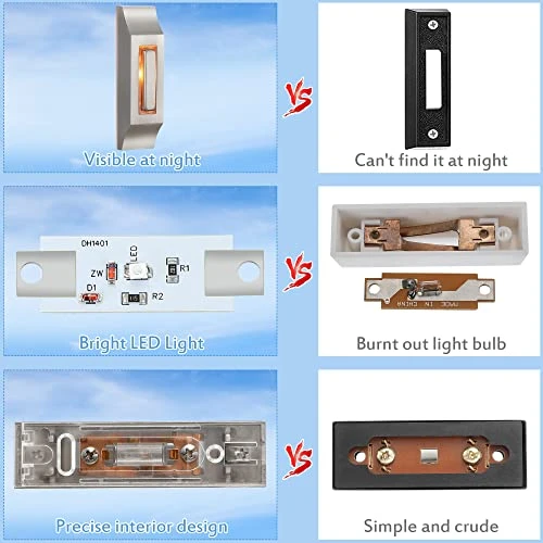 Heavy Duty Metal Door Bell Button with Warm LED Light, Enhon