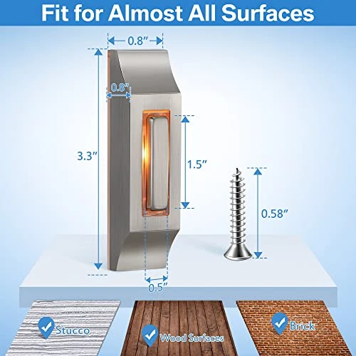 Heavy Duty Metal Door Bell Button with Warm LED Light, Enhon