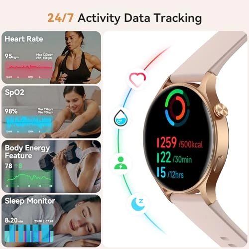 Smart Watch for Women, AMOLED Ultra-Clear Screen Activity Tracker with Heart Rate/Sleep/SpO2 Monitor, 110+ Sport Modes... — Fitness Tracker, aeac