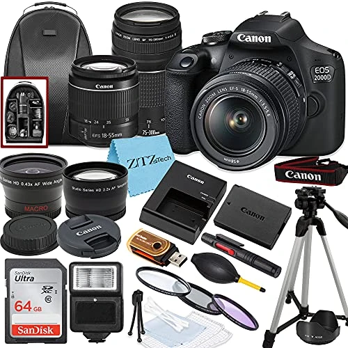 DSLR Camera Bundle with Dual Lenses and Accessories, Canon
