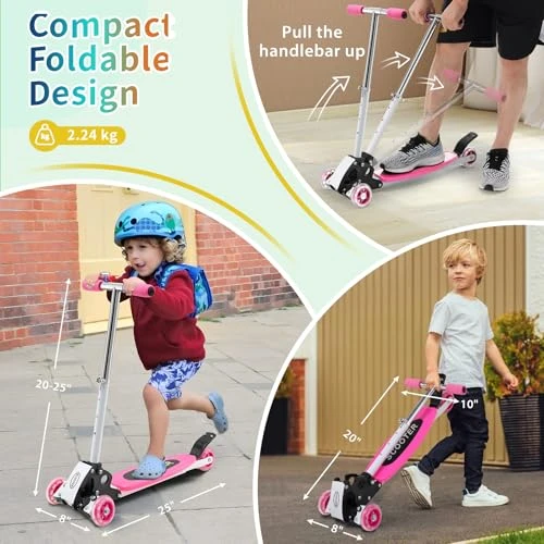 Foldable Three Wheel Lean-to-Steer Scooter for Kids, VUGHIUA