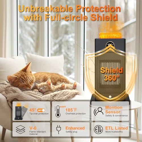 Indoor Space Heater with Humidifier and 3D Flame Effect, Beautyfan