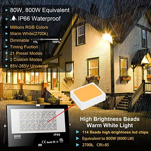 LED Flood Light Outdoor Bluetooth Smart Color Changing RGB Spot Light — Smart Light Bulb, Neliwo