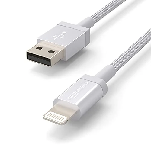 USB-A to Lightning Charger Cable, Nylon Braided Cord, Amazon Basics
