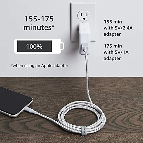 USB-A to Lightning Charger Cable, Nylon Braided Cord, Amazon Basics