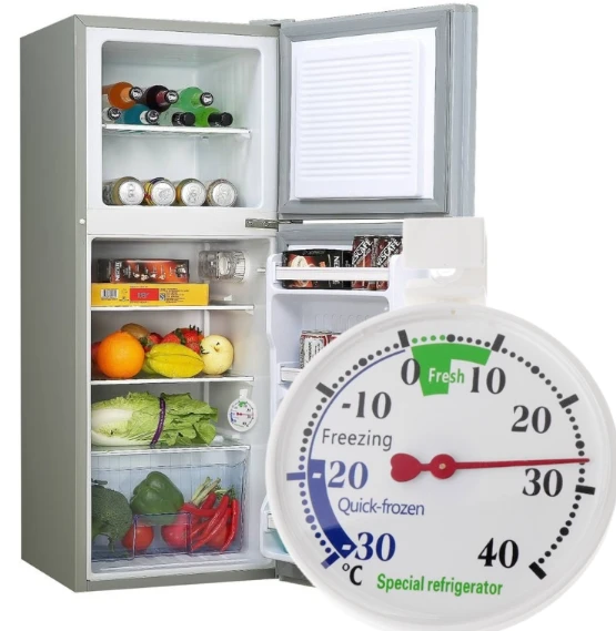 Hanging refrigerator freezer thermometer