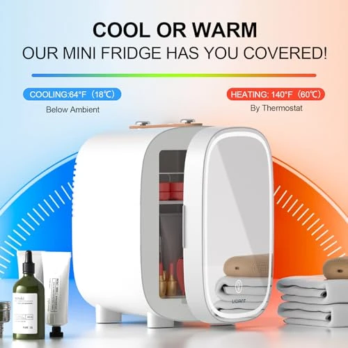 Skincare Fridge with LED Light Mirror — Smart Refrigerator, LIGIANT
