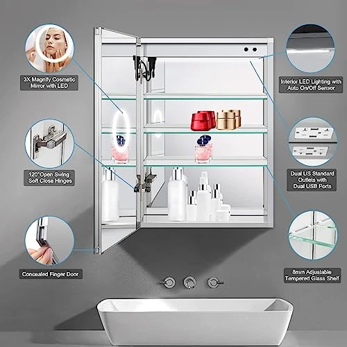 LED Mirror Medicine Cabinet, Wemin Smart Home