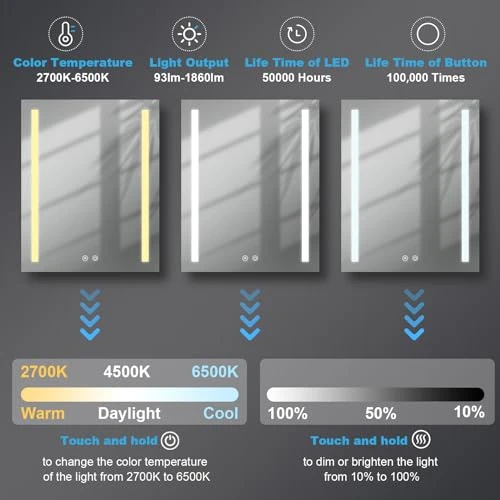 LED Mirror Medicine Cabinet, Wemin Smart Home
