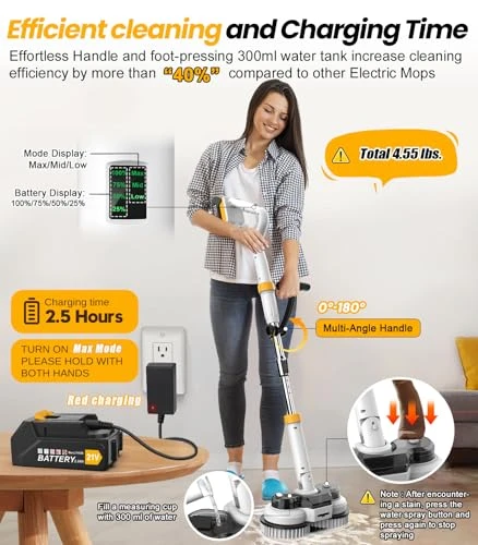 Cordless Electric Mop and Scrubber — Robot Vacuum, qimedo