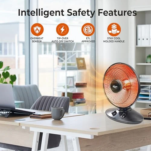 Indoor Dish Space Heater with Oscillation, Comfort Zone