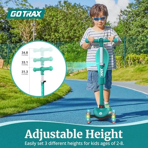Kids Kick Scooter with LED Wheels and Adjustable Seat, Gotrax