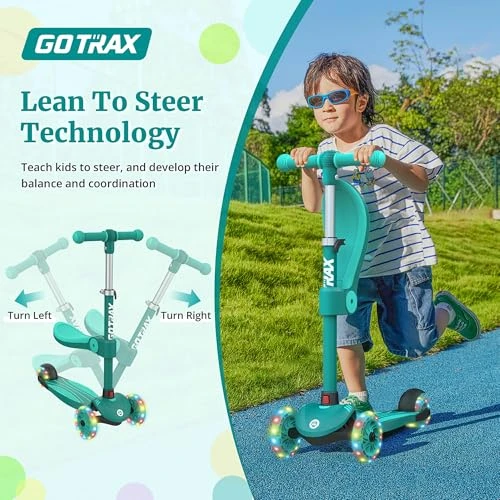 Kids Kick Scooter with LED Wheels and Adjustable Seat, Gotrax