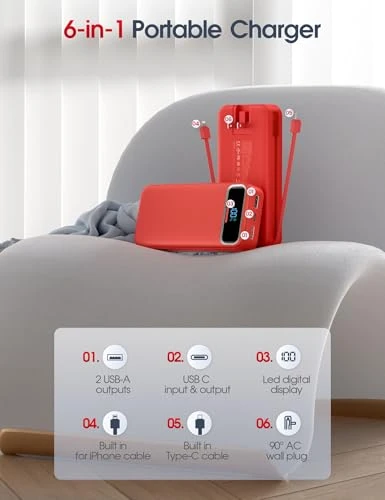 Portable Charger Power Bank with Built-in Cables and AC Wall Plug — Power Bank, Dongguan Xionel Electronic Technology Co., Ltd