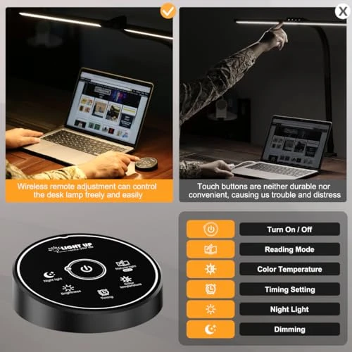 LED Desk Lamp with Clamp and Dual Screen Computer Monitor Gooseneck