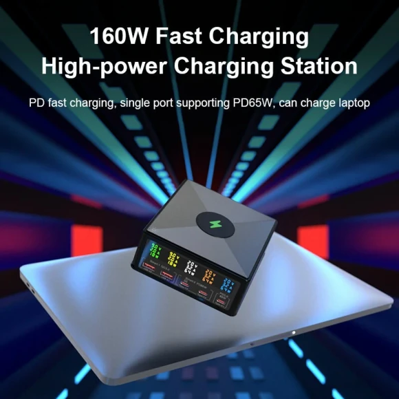 5-Port USB PD Charger with Wireless Fast Charger