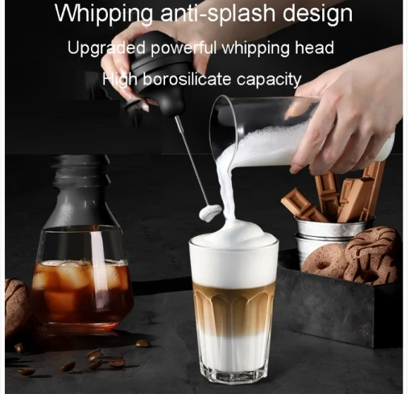 Electric Stainless Steel Coffee Whisk Portable Milk Froth Whisk, Jia Orange