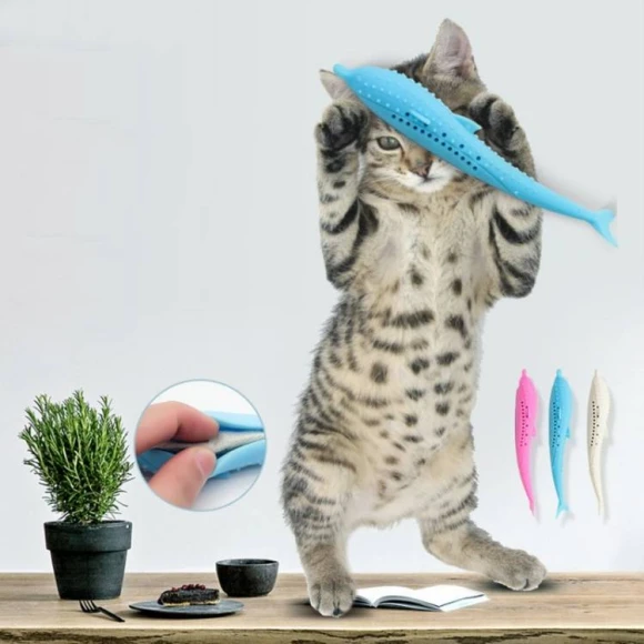 Catnip Cat Teeth Cleaning Silicone Dolphin Toy