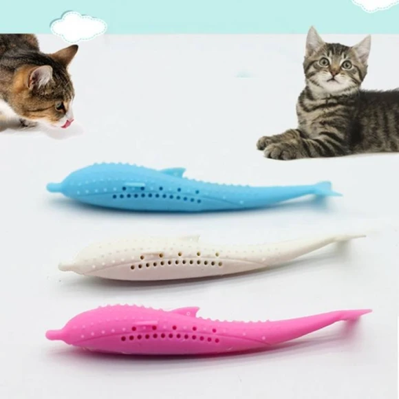 Catnip Cat Teeth Cleaning Silicone Dolphin Toy