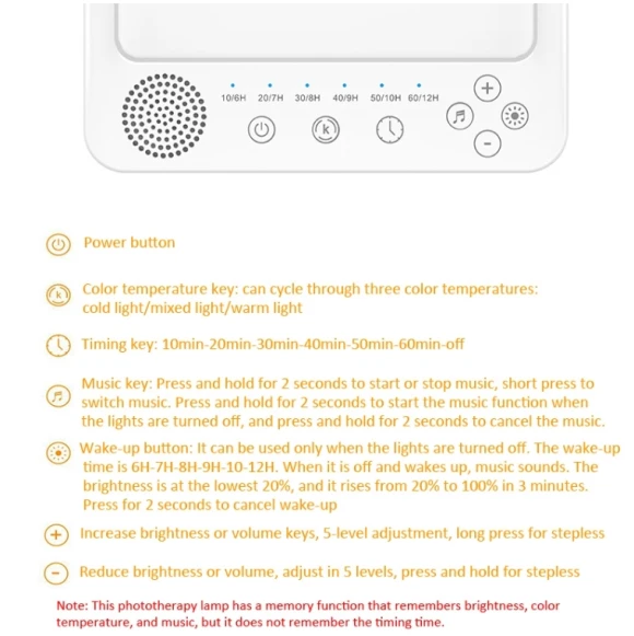 Simulated Sunlight Lamp with White Noise Machine