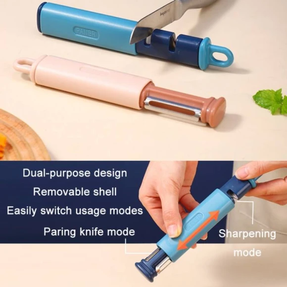 2 in 1 Stainless Steel Peeler with Tungsten Steel Sharpener