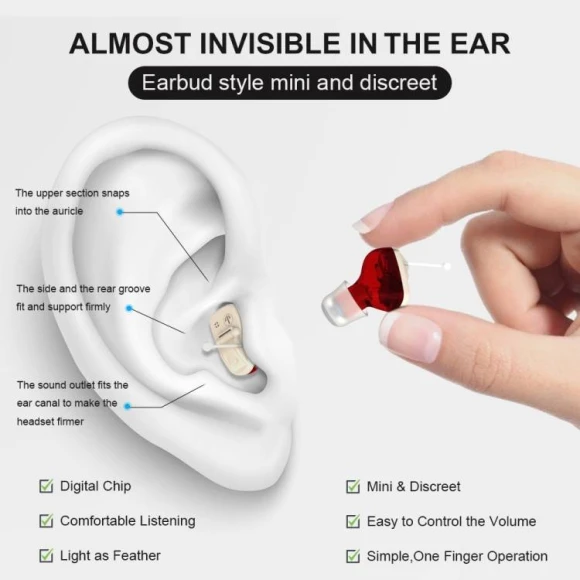 Invisible In-Ear Hearing Aid Sound Amplifier