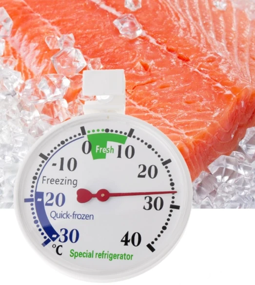 Hanging refrigerator freezer thermometer