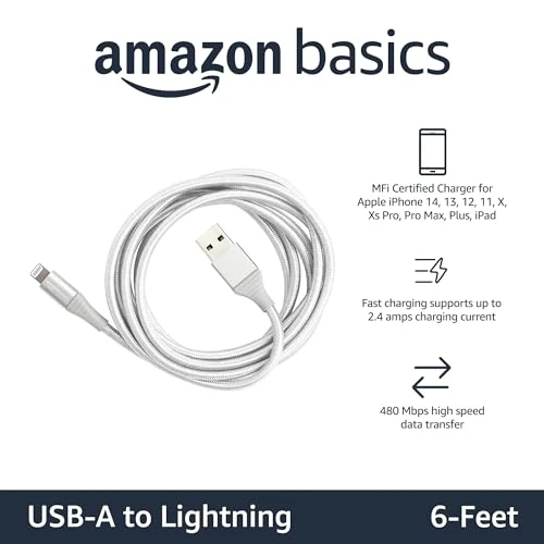 USB-A to Lightning Charger Cable, Amazon Basics