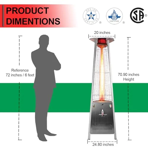 Portable Propane Pyramid Patio Heater, Lava Heat Italia