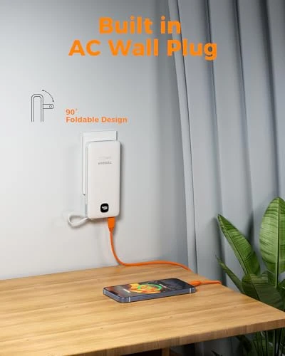 Portable Charger with Built in Cables — Power Bank, TESSAN