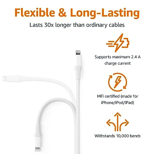 USB-A to Lightning Charger Cable, Amazon Basics