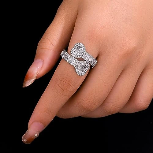 Adjustable Heart Ring with Baguette CZ, LuluMel