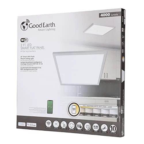 Smart Direct Wire LED Flat Panel Ceiling Light Fixture, Good Earth Lighting