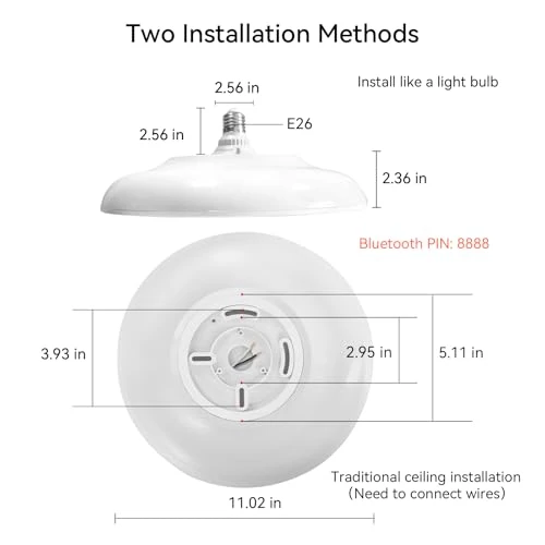 Smart Waterproof LED Flush Mount Ceiling Light Fixture with Bluetooth Speaker — Desk Lamp, ASALL