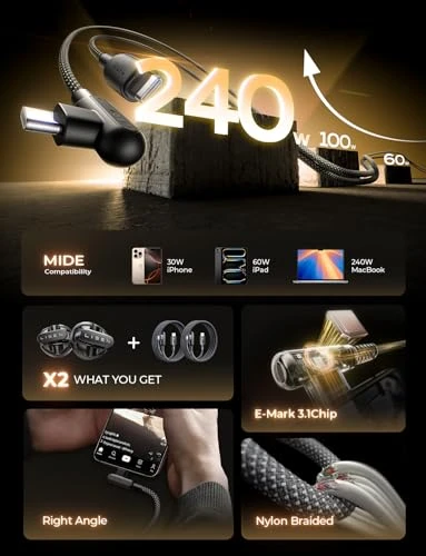 240W USB C to USB C Fast Charging Cable, LISEN