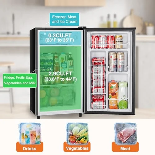 3.2 Cu.Ft Mini Fridge with Freezer, Sweetcrispy