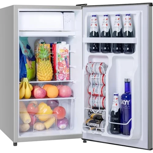 Small Fridge with Freezer, Reversible Door Compact Refrigerator — Smart Refrigerator, Tehanld