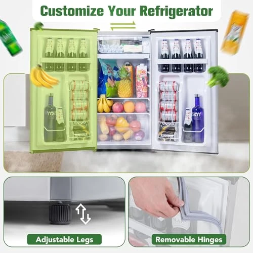 Small Fridge with Freezer, Reversible Door Compact Refrigerator — Smart Refrigerator, Tehanld