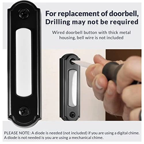 LED Lighted Metal Door Chime Push Button, Newhouse Hardware