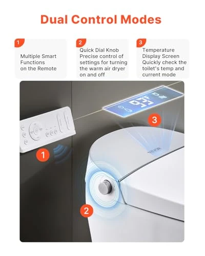 Smart Toilet with Heated Seat and Air Drying, VEVOR