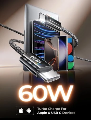 USB C to USB C Cable 5-Pack, LISEN