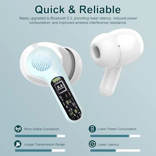 Wireless Earbuds with Noise Cancelling Mic and LED Display — Wireless Earbuds, BESNOOW