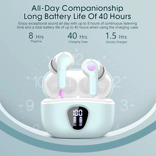 Wireless Earbuds with Noise Cancelling Mic and LED Display — Wireless Earbuds, BESNOOW