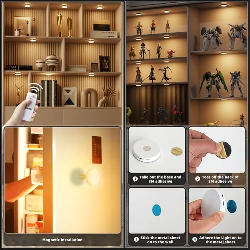 Rechargeable Puck Lights with Remote Control, MICLIONLED