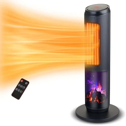 Ceramic Tower Space Heater with 3D Flame, ETTFGUH