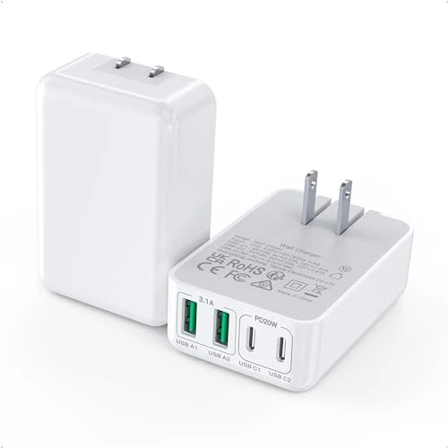 40W 4-Port Foldable USB C Wall Charger — Power Bank, Qwinjwin