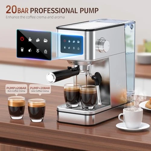Compact Espresso Maker with Steam Milk Frother — Coffee Maker, QJA